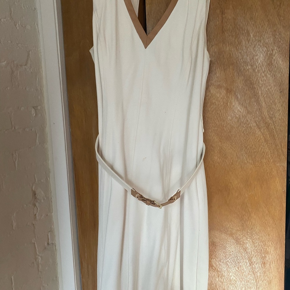 Elegant RL Cream Sleeveless Dress
